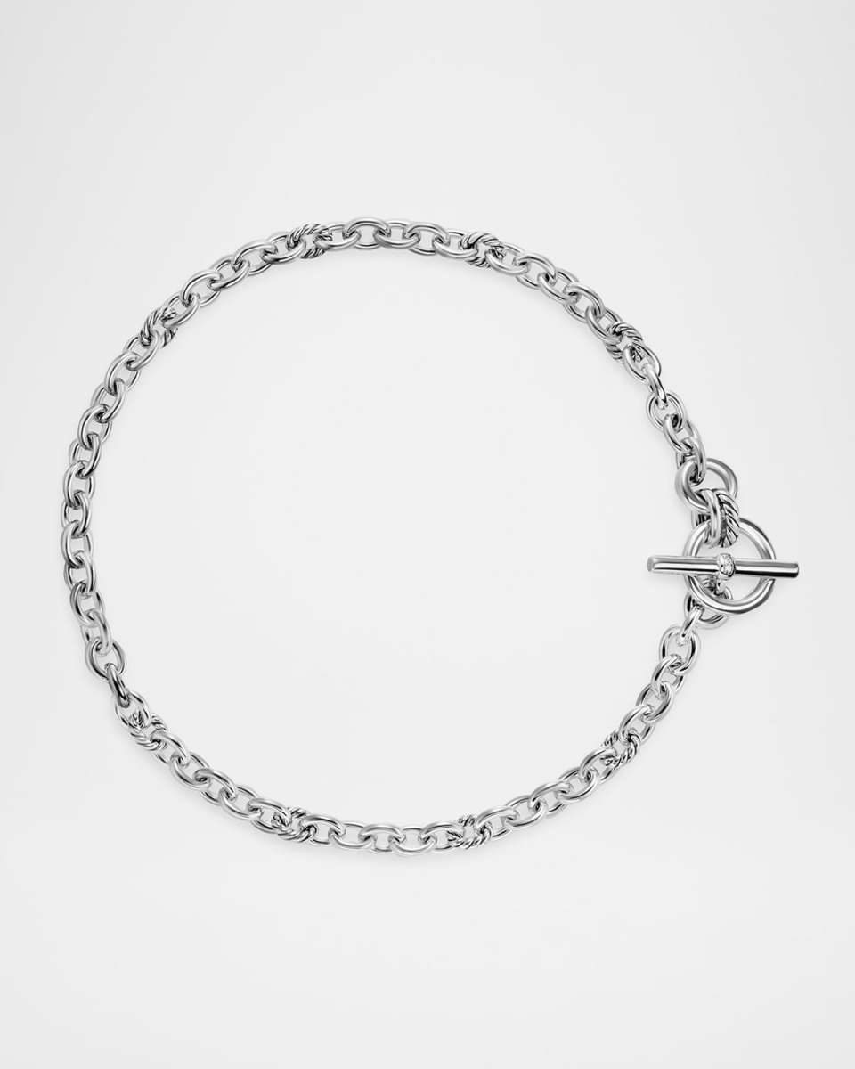 Mercer Single Row Toggle Necklace with Diamonds in Silver, 5mm